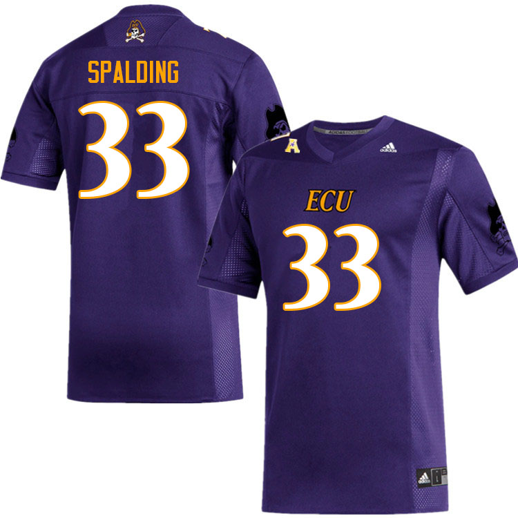 Men #33 Brock Spalding ECU Pirates College Football Jerseys Sale-Purple
